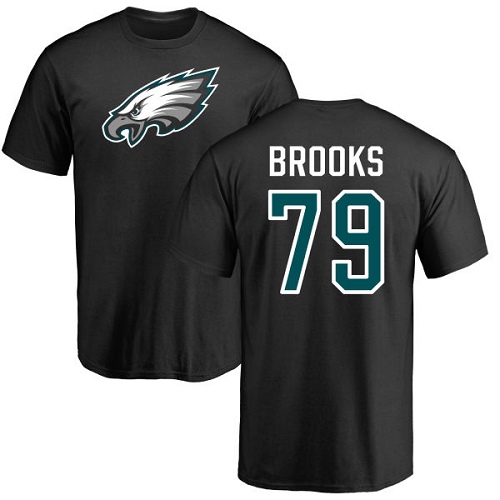 Men Philadelphia Eagles #79 Brandon Brooks Black Name and Number Logo NFL T Shirt->nfl t-shirts->Sports Accessory